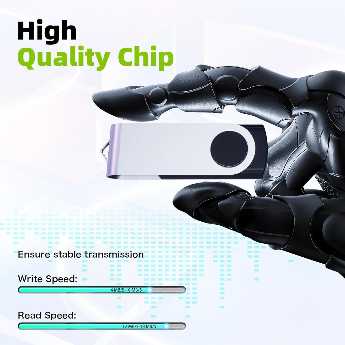 64GB Flash Drive 10 Pack, Wooolken USB 2.0 Thumb Drive Bulk Pen Drive Metal Swivel Memory Stick 64GB 10 Colors Multipack Value Zip USB Drives with Lanyard