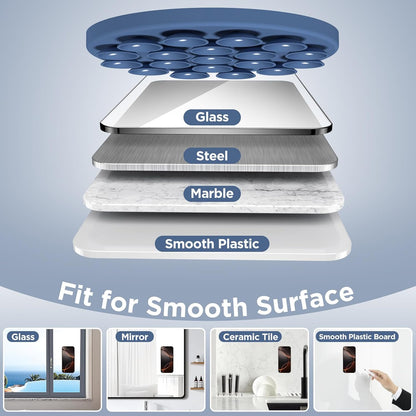 Magnetic Suction Cup Phone Mount for MagSafe Case, Silicone Hands-Free Grip Holder for iPhone and Android, Mirror Shower Phone Stand for Makeup FaceTime Gym Kitchen Bathroom, Azure Blue