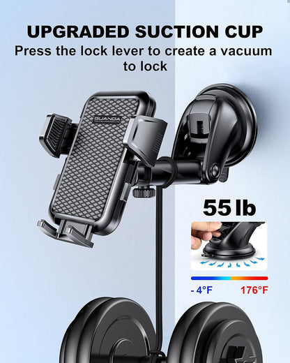3-in-1 Car Phone Holder, Strong Suction Phone Mount for Windshield/Dashboard/Desk, Hands Free Dash Mounted Car Cell Phone Holder Stand, Truck Phone Holder for iPhone Samsung Android Smartphone