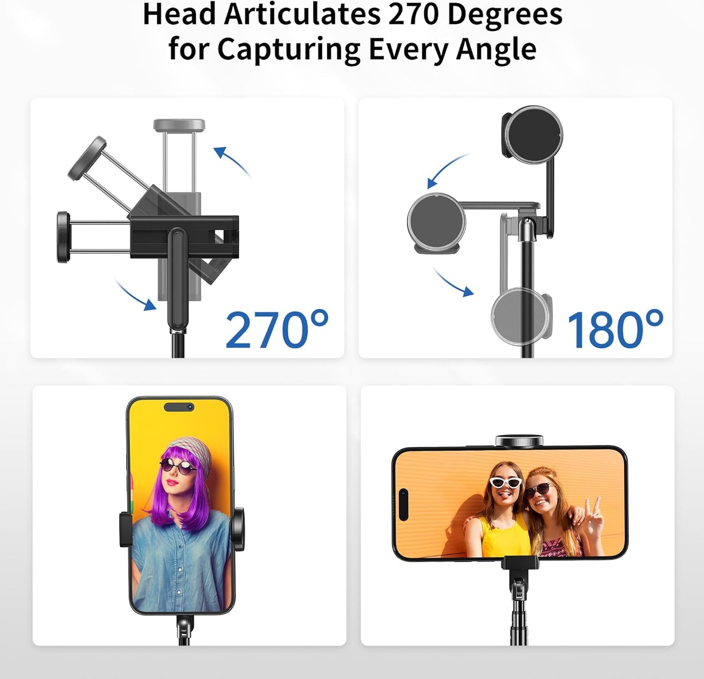 ATUMTEK Selfie Stick Tripod, Extendable 3 in 1 Aluminum Bluetooth Selfie Stick with Wireless Remote and Tripod Stand for iPhone 16/15/14/13/12/11/11 Pro/XS Max/XS/XR/X/8/7, Samsung Smartphones, Black