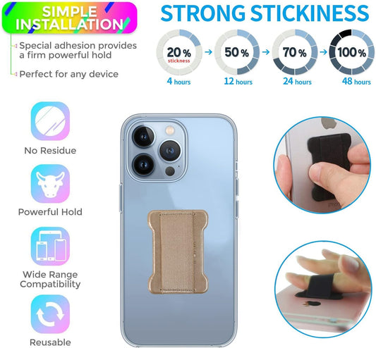 Universal Phone Grip for Smartphones - Phone Holder for Hand for Back of Phone - Wireless Charging Compatible (Purple Gold) - 2PC