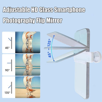 Mirror Effect Lens - Capture Stunning Reflections Instantly, Smartphone Camera Mirror Reflection Clip Kit, Adjustable HD Glass Smartphone Photography Flip Mirror for Creative Photography (Black)
