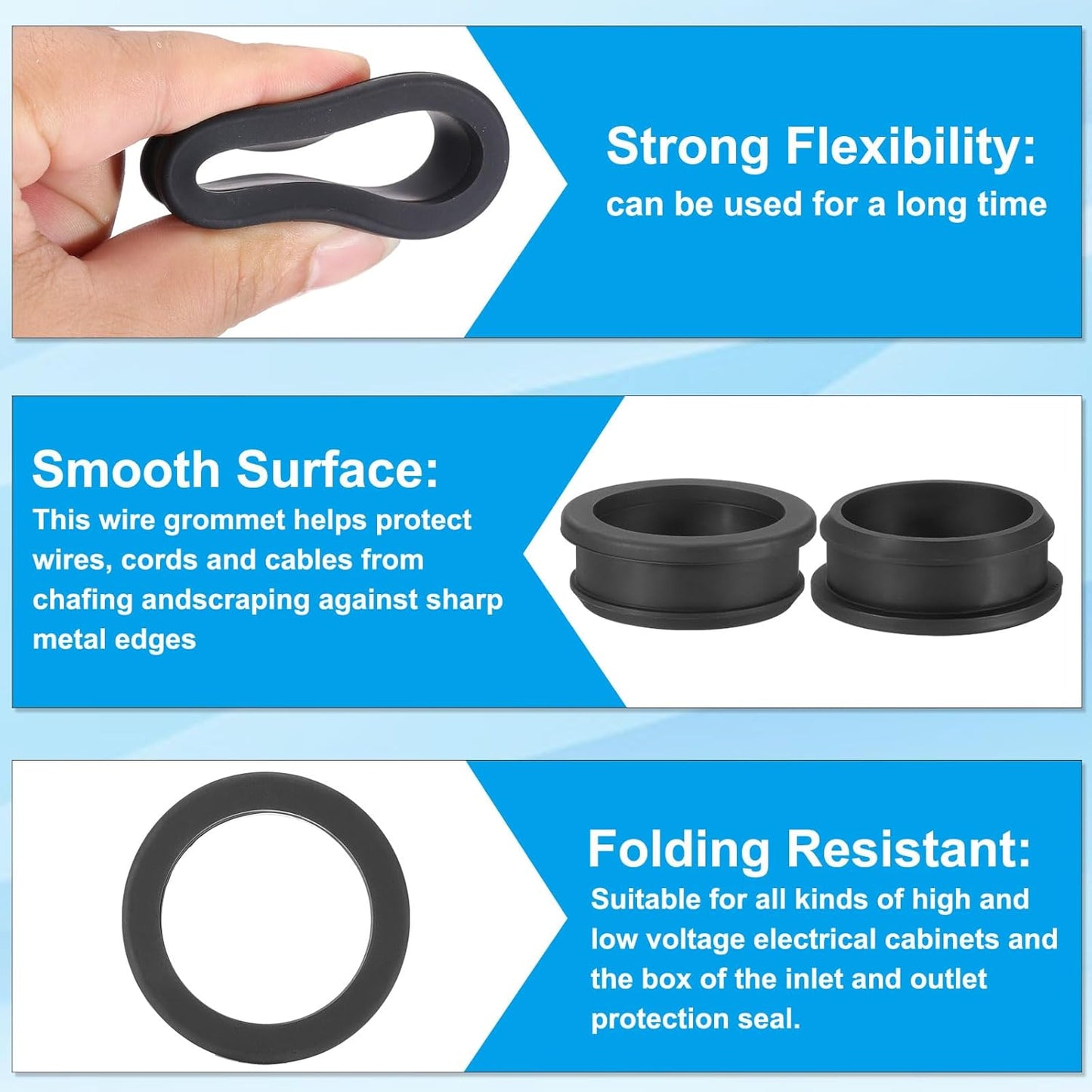 PATIKIL 44.6mm / 1-3/4 Inch Drill Hole,1-1/2 Inch ID Rubber Grommets, 3Pcs Top Hat Grommet for Wiring Eyelet Ring Gasket Automotive Firewall Cable Hole Plugs Wires Protection, Black