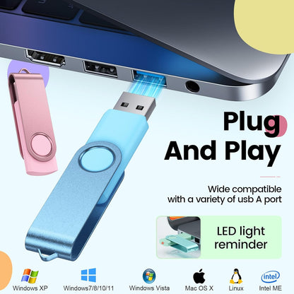 Kepmem 10Pcs 2GB USB Flash Drives Bulk USB 2.0 Flash Memory Stick 10 Pack Thumb Drives Pen Drive Mixed Colors Jump Drive 2 GB with LED Light for Storage and Backup by