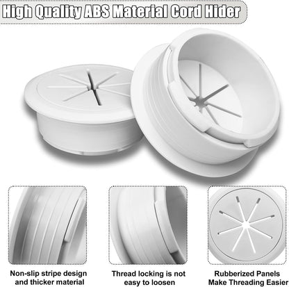 6Pack TV Cord Hider, 2-3/8"(60mm) in Wall Cable Management Kit,Cord Hider for Wall Mounted TV,Behind Wall TV Wire Kit Cable Hider,Includes 2 Pass Throughs and Hole Saw Drill Attachment(White)