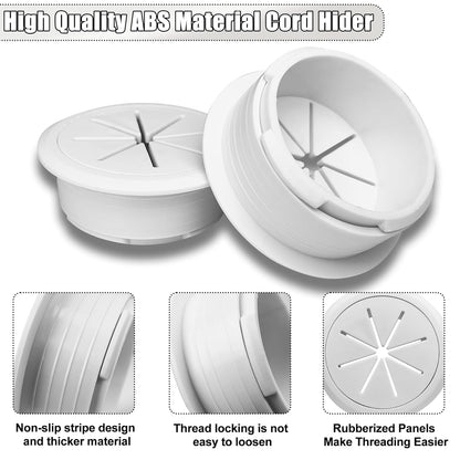 6PCS Desk Grommet, 2 Inch(50mm) Cable Hole Cover for Office and Home Table, Desktop Wiring Management and Protection (White, 6pc)