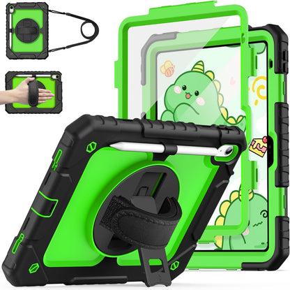 Cantis Case for iPad 11-inch (A16) 2025/ iPad 10th Generation 2022 (10.9 inch) with Screen Protector, iPad 11th Case with 360 Degree Rotating Stand/Shoulder Strap/Pencil Holder, Black+Green