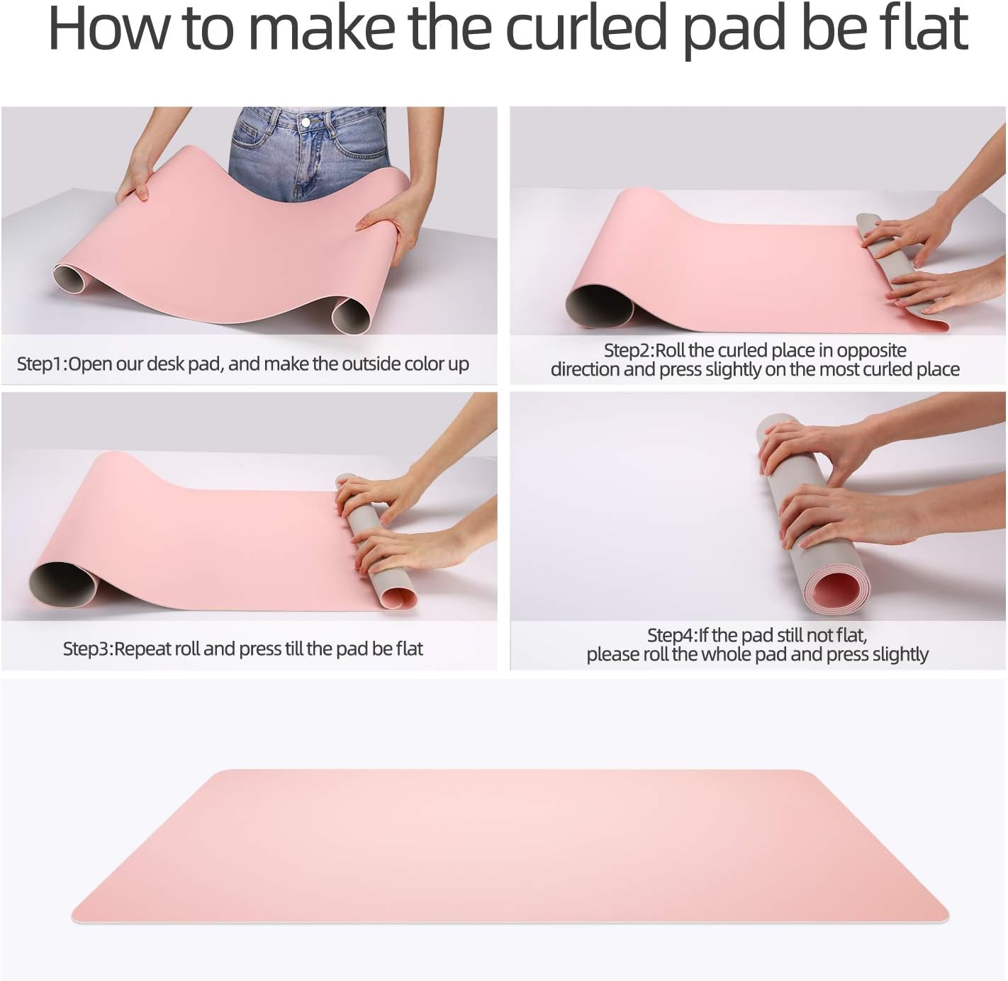 YSAGi Desk Pad, Desk Mat, 23.6" x 13.7" Ultra Thin Waterproof PU Leather Desk Blotter, Laptop Leather Desk Pad Protector for Keyboard and Mouse, Dual-Sided Desk Writing Pad for Office and Home (Pink)