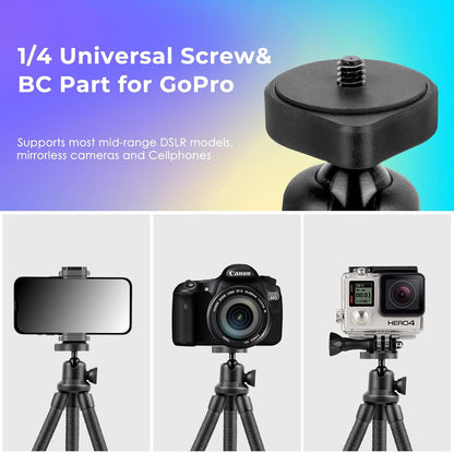 UBeesize Phone Tripod, UBeesize 12 Inch Flexible Cell Phone Tripod Stand Holder with Wireless Remote Shutter & Universal Phone Mount, Compatible with Smartphone/DSLR/GoPro Camera