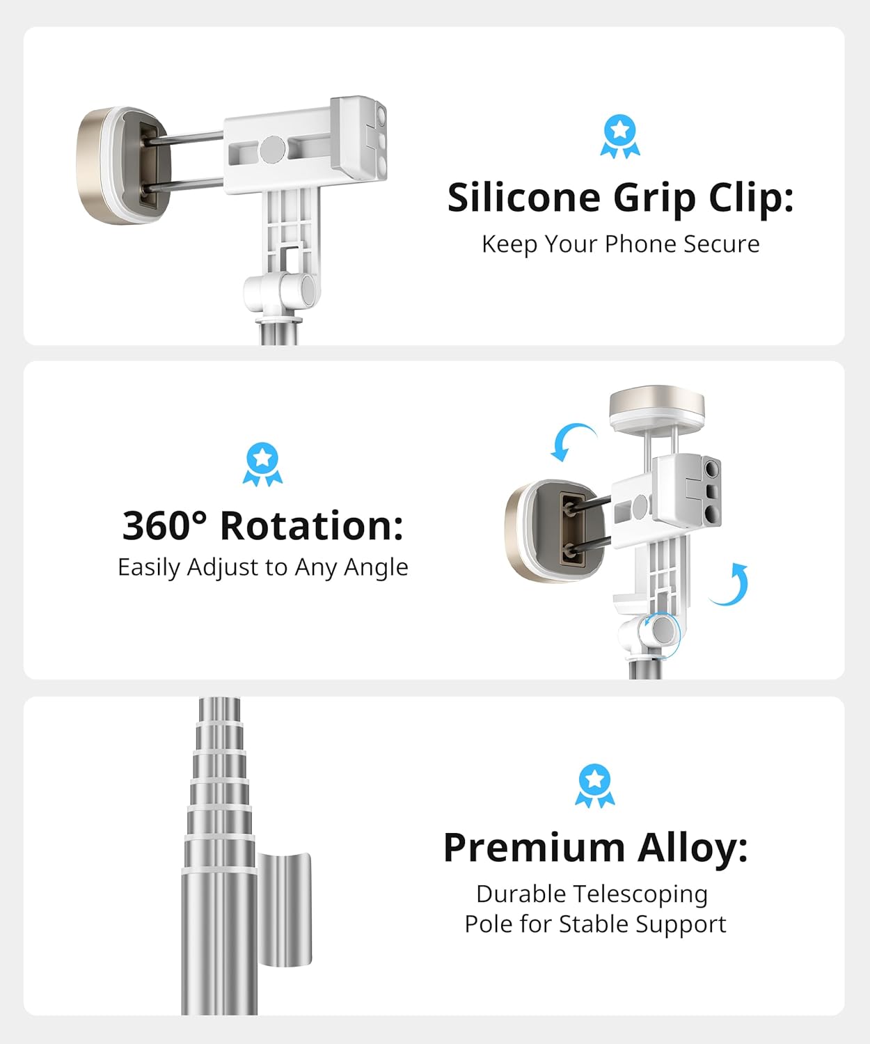 72'' Selfie Stick for iPhone,Tripod Wireless Remote for Selfies,Group Photograph,Video Recording. Phone Stand Compatible with iPhone Android Phone,Camera