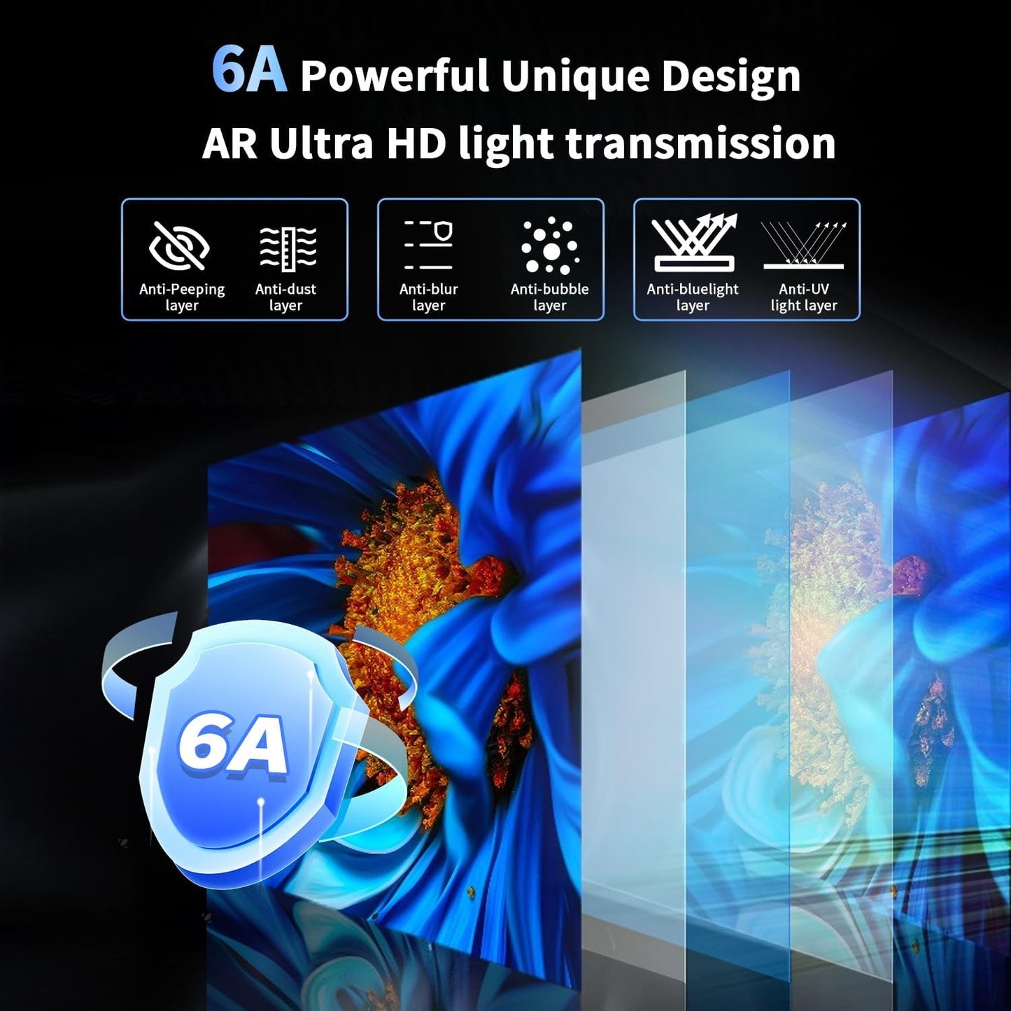 [2 Pack] Magnetic Computer Privacy Screen Filter 24 Inch for 16:9 Widescreen Monitor Desktop PC, 24in Hanging Removable Anti Glare Blue Light Protector, Double Sided Reversible Eye Care Film