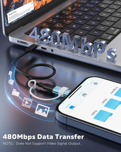 MoKo Lightning to USB C Adapter 2Pack, NOT for Lightning Earbuds/Headphones/OTG, USB-C to Lightning Adapter for iPhone Air 17 16 15 Pro Max Plus,iPad Pro/Air,Galaxy,ONLY for Charging/Data Sync, Cyan