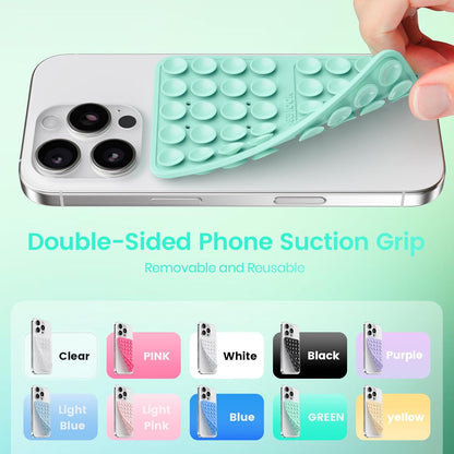 Klearlook Silicone Suction Cup Phone Case Mount Double Sided, Silicon Sticky Phone Grip with Higher Suction for Cell Phone, Hands-Free Phone Accessories Holder for Selfies and Videos, Light Green