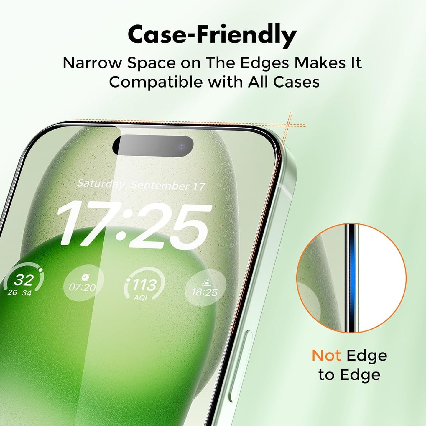 UNBREAKcable 3-Pack Screen Protector for iPhone 15 Plus, Double Shatterproof Tempered Glass [Easy Installation Frame] [9H Hardness] [99.99% HD Clear] [Case Friendly] for iPhone 6.7 inch