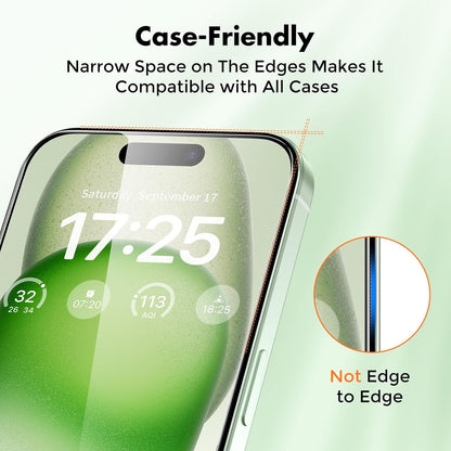 UNBREAKcable 3-Pack Screen Protector for iPhone 15 Plus, Double Shatterproof Tempered Glass [Easy Installation Frame] [9H Hardness] [99.99% HD Clear] [Case Friendly] for iPhone 6.7 inch