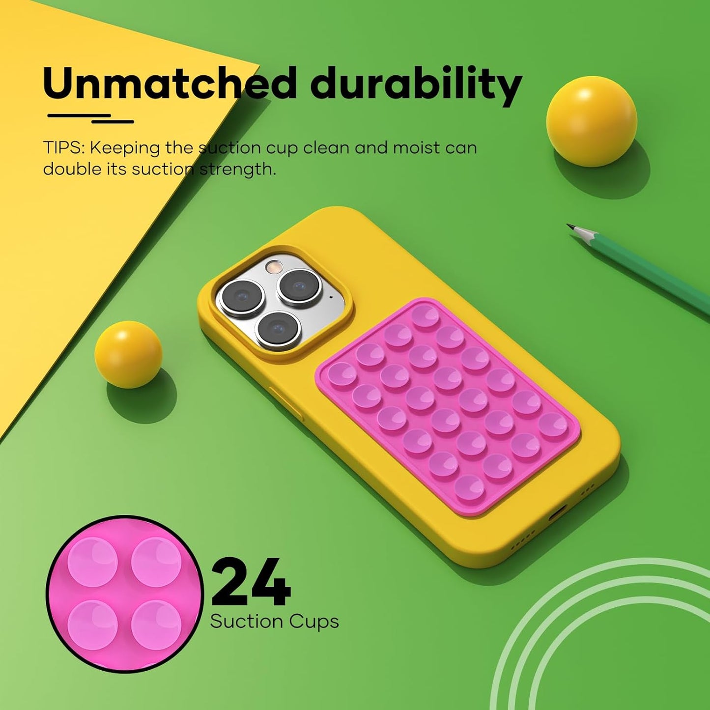 Silicone Phone Sticky Grip, Suction Phone Case Mount for iPhone and Android, Hands-Free Sticky Cell Phone Grip, Mobile Fidget Mirror Holder for Selfies and Videos