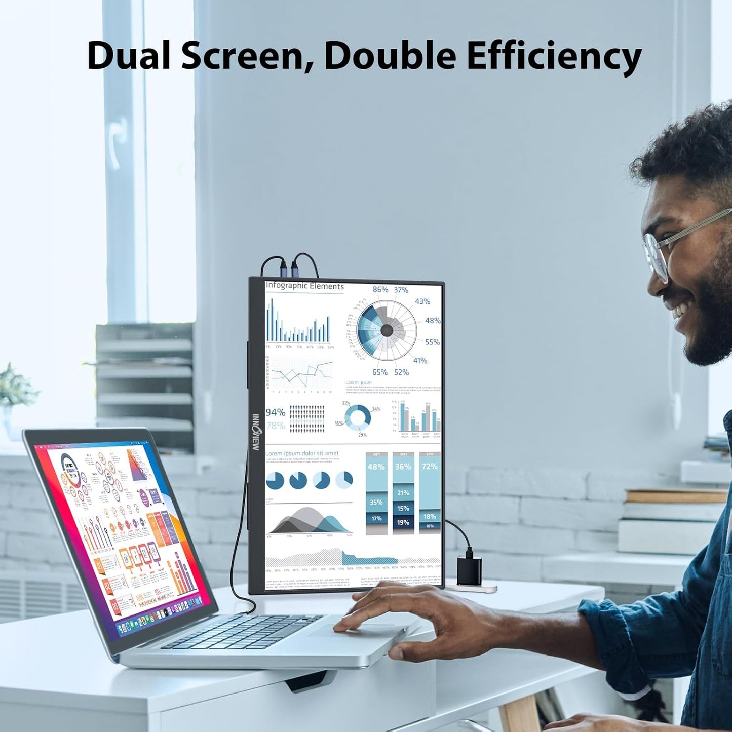 InnoView 18 Inch 260Hz Portable Gaming Monitor,2K QHD 100% DCI-P3 Portable Monitor Gameplus HDR FreeSync Laptop Monitors,Portable Screen for PC Phone Game Console