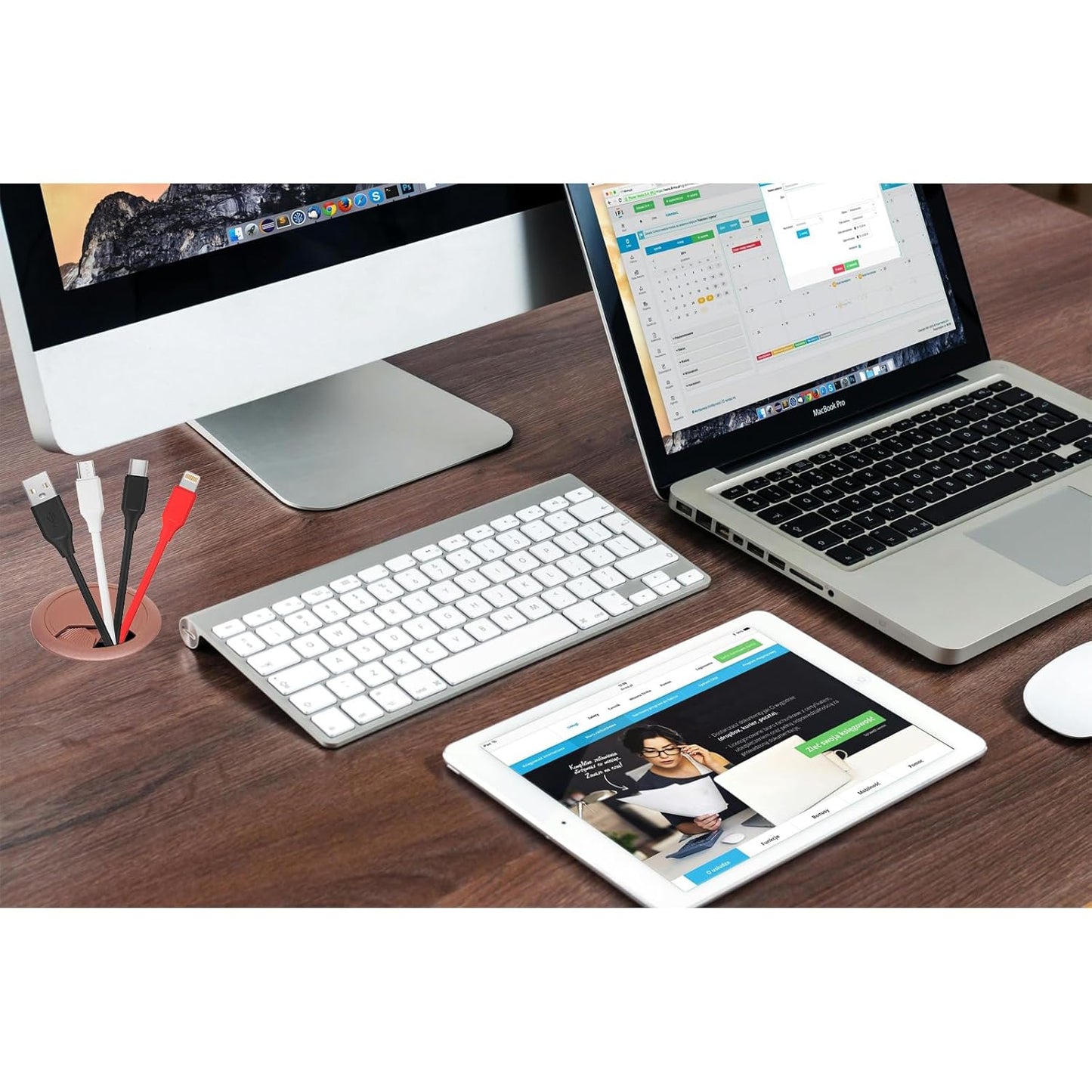 Desk Grommet 2 inch with Hole Saw, Desk Cord Hole Cover Grommet for Cables, 2 PCS, Brown