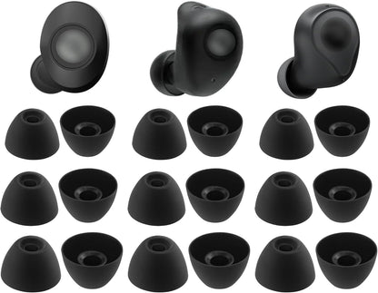 Replacement Silicone Ear Tips for Ray-con E25, Ray-con Everyday/Fitness Earbuds, 9 Pairs (S/M/L, Black)