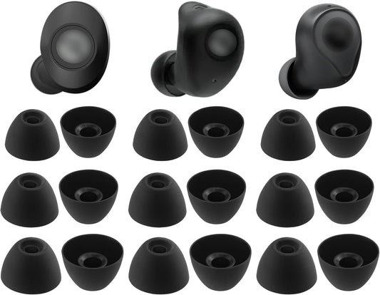 Replacement Silicone Ear Tips for Ray-con E25, Ray-con Everyday/Fitness Earbuds, 9 Pairs (S/M/L, Black)