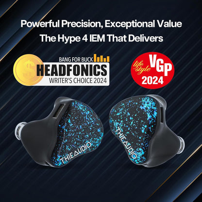 Linsoul THIEAUDIO Hype 4 2DD+4BA in Ear Monitor, HiFi IEM Earphones with Tonal Balance, Latest Sonion Driver, Detachable Silver-Plated OCC Cable for Audiophile Musician Professionals (Black)