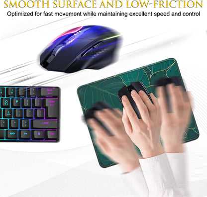 JIKIOU 3 Pack Mouse Pad with Stitched Edge, Comfortable Mouse Pads with Non-Slip Rubber Base, Washable Mousepads Bulk with Lycra Cloth, Mouse Pads for Computers Laptop Mouse 10.2x8.3x0.12in Leaf