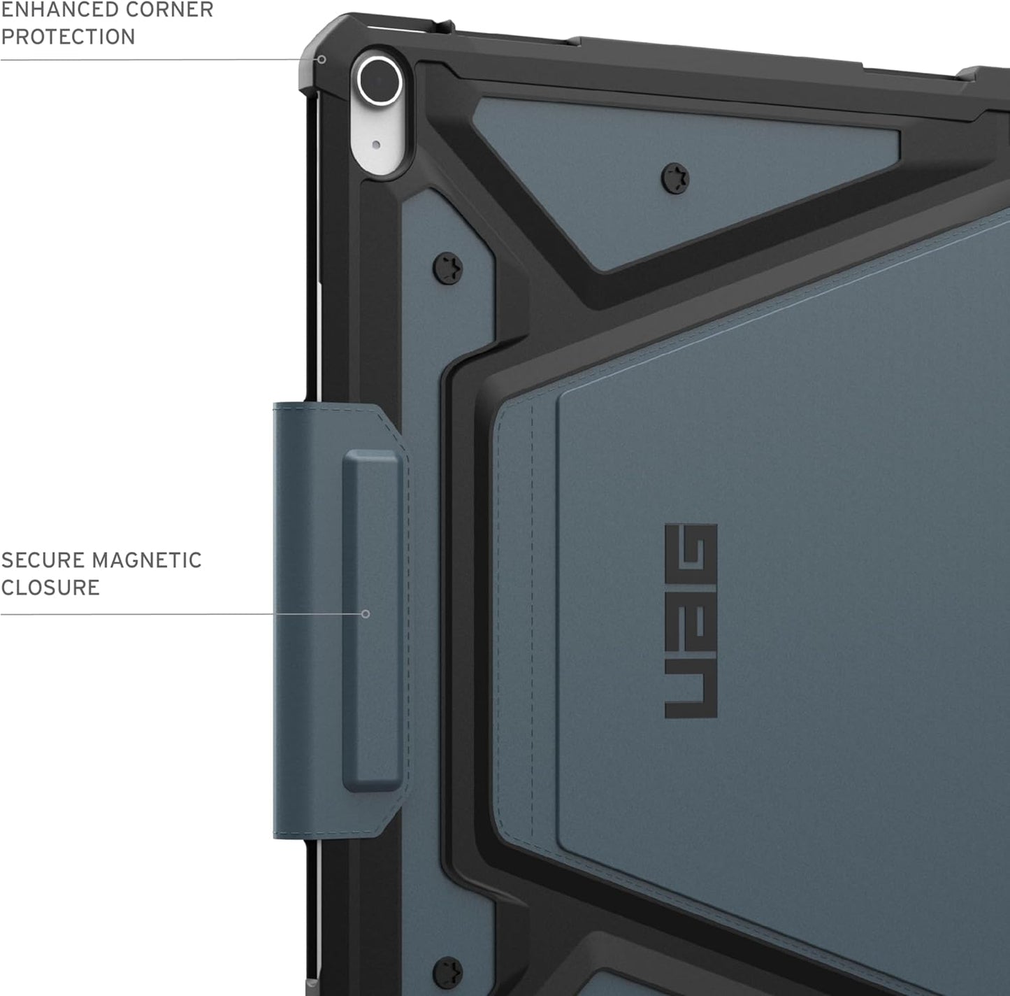URBAN ARMOR GEAR UAG Designed for iPad Air 13" Case (1st/2nd Gen 2024-2025) M3 A3268 A3269 - Rugged Multi-Angle Viewing Folio Cover with Pencil Holder & Adjustable Stand, Metropolis SE Cloud Blue
