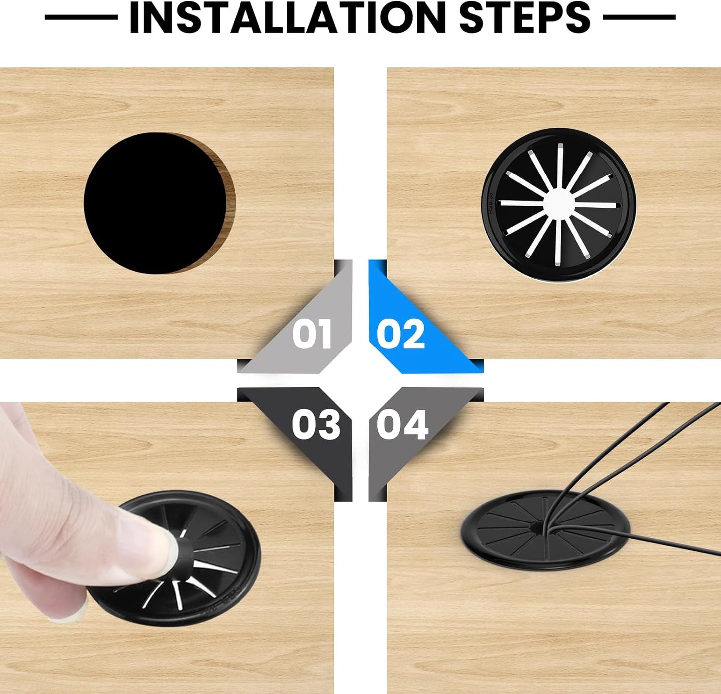 1-Inch Cable Grommets Petal-Shaped Buckle Type Wire Hole Cover for Cord Management and Protection of Cabinet, 5PCS 25mm
