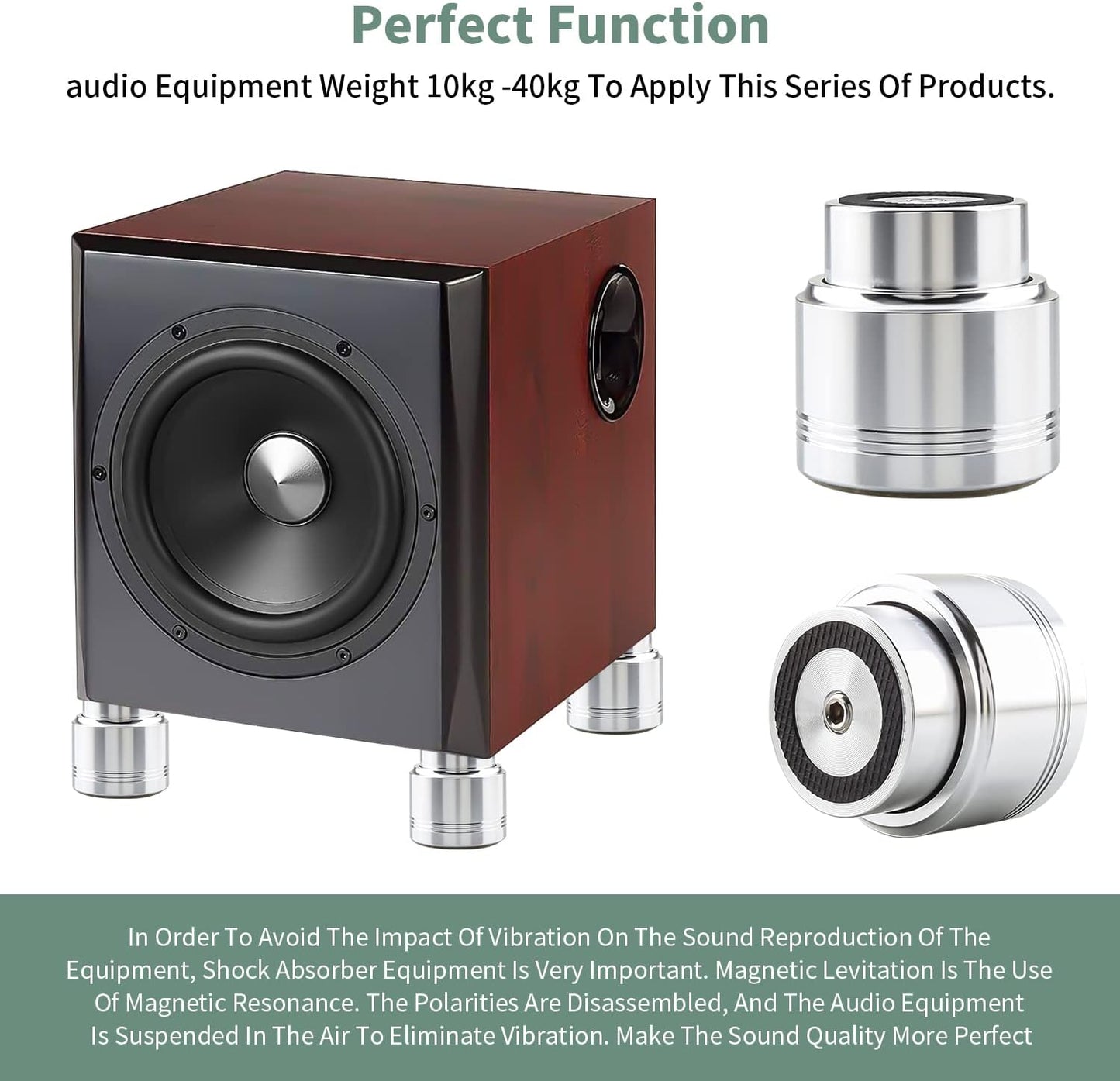 Tertullus 4pcs Aluminum Speaker Isolation Feet Sound Isolation Maglev Feet Speaker Stand Turntable Feet (48mm×42mm)