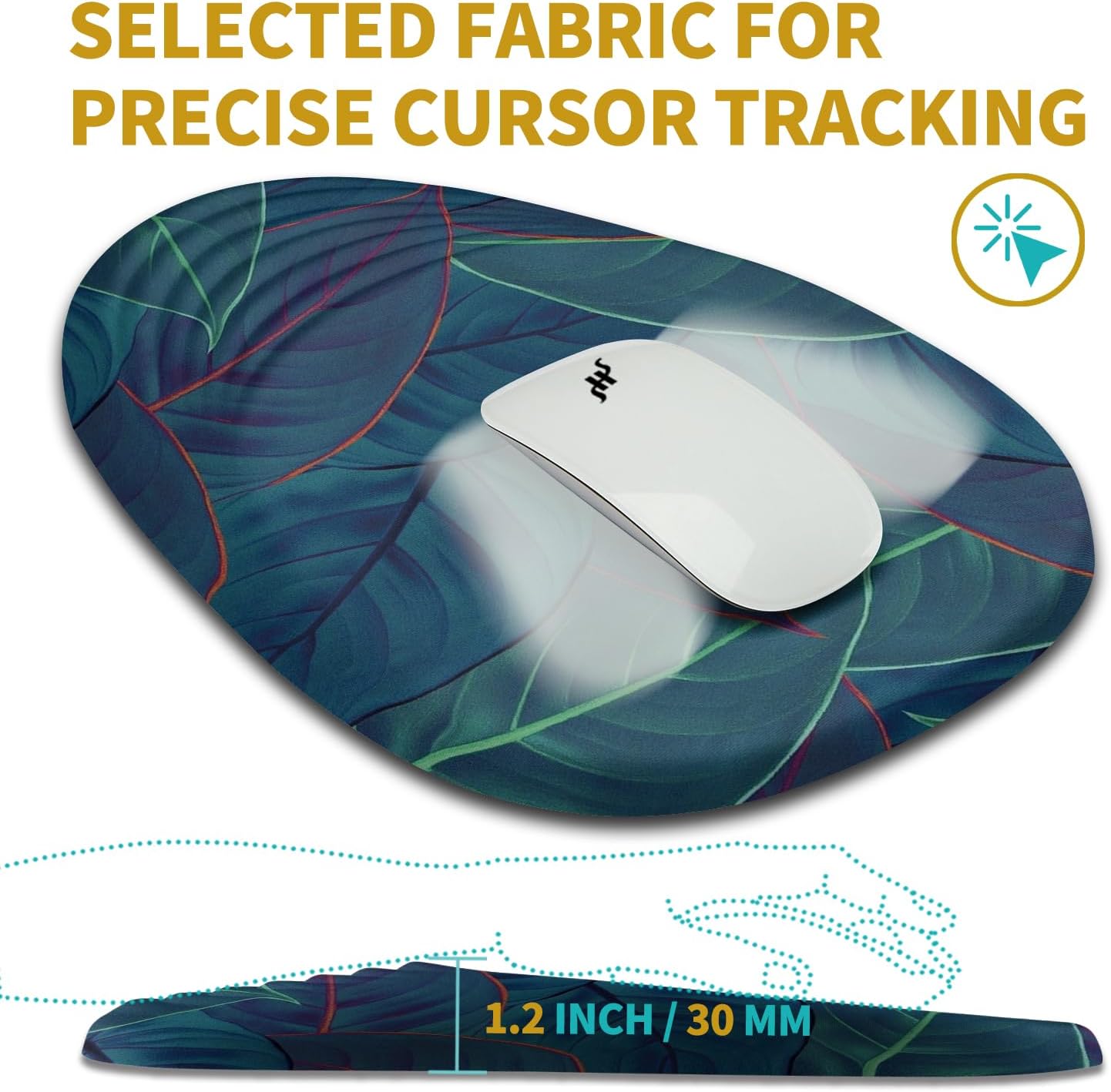 Hokafenle Ergonomic Mouse Pad Wrist Support with Stepped-Wedge Design, Wrist Rest Pain Relief Mousepad Filled with Memory Foam, Carpal Tunnel Mousepad for Wireless Mouse(12x8 inch, Green Leaves)