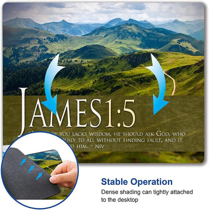 Mouse Pad, Mountains Mouse Pad Custom Design, Square Waterproof Mouse Pad Non-Slip Rubber Base MousePads for Office Laptop, 9.5"x7.9"x0.12" Inch（Bible Verse）