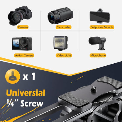 Zeadio Camera Video Rig Cage, Aluminum Filmmaking Movie Making Kit with Top Handle & Arca Type Base and Two 15mm Rod Guide, Compatible with All DSLR Camera and Camcorder