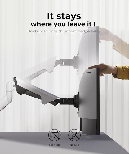 Heavy Duty Ultrawide Monitor Arm with RGB Lighting & USB Charging, Fits 34 to 49 inch Curved Screens, Supports 14 to 38 lbs, Adjustable Desk Mount, Compatible with Gaming Setup, White