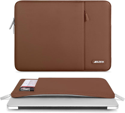 MOSISO Laptop Case 14 inch, 14 inch Laptop Sleeve Compatible with HP Lenovo Dell ASUS Acer, HP Stream, Dell Latitude, Lenovo IdeaPad, Polyester Vertical Computer Sleeve Bag with Pocket, Caramel Brown