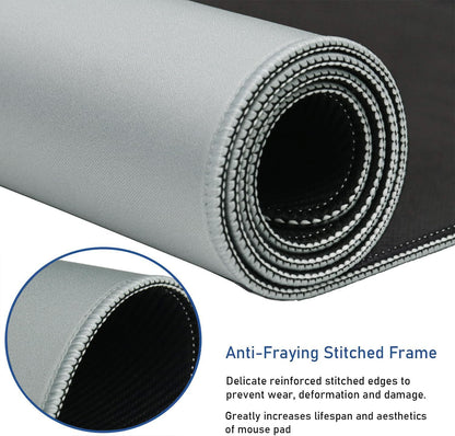 Large Gaming Mouse Pad with Stitched Edges, Durable Non-Slip Natural Rubber Base, Waterproof Computer Keyboard Pad Mat for Esports Pros/Gamer/Desktop/Office/Home - Grey