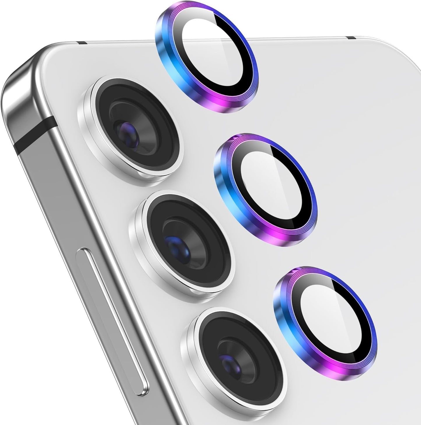 YWXTW Camera Lens Protector for Samsung Galaxy S24 / S23 / S23 Plus, [NOT for S24 Plus] 9H Tempered Glass Metal Individual Ring Camera Screen Protector for S24 Accessories (Multi-Colored)