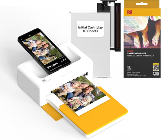 KODAK Dock Plus 4PASS Instant Photo Printer, 4x6 inches, 50 Sheets Bundle