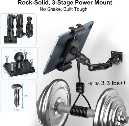 PLDHPRO Tablet Holder for Car Dashboard Heavy Duty Drill Base 360° Adjustable 3-Stage Stand Dash Mount Compatible with iPad, Galaxy Tab, Fire HD, 5.1-15.6'' Phone Tablets for Truck Wall Desk Vehicle