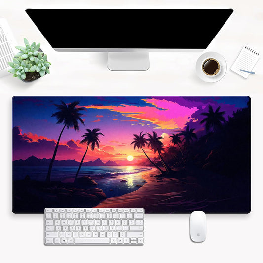 Sunset Beach Gaming Mouse Pad for Desk, Fantasy Ocean Art Desk mat Extended Large Desk Pad ，XXL Mouse pad for Home or Office Computer Laptop 31.5 X 15.7 inch