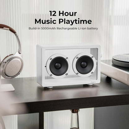 Cassette Portable Bluetooth Speaker, 16W Minimalist Speakers Bluetooth Wireless Loud, HD Powerful Sound and Wide Compatibility V5.3 for Indoor Outdoor - White