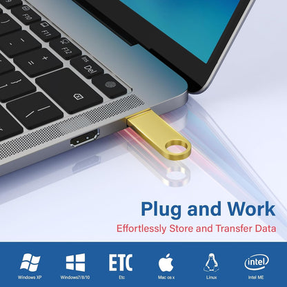 5 Pack 32GB USB Flash Drive with Keychains, Wooolken Sleek Metal USB 2.0 Thumb Drives Memory Stick for PC Laptop Computer