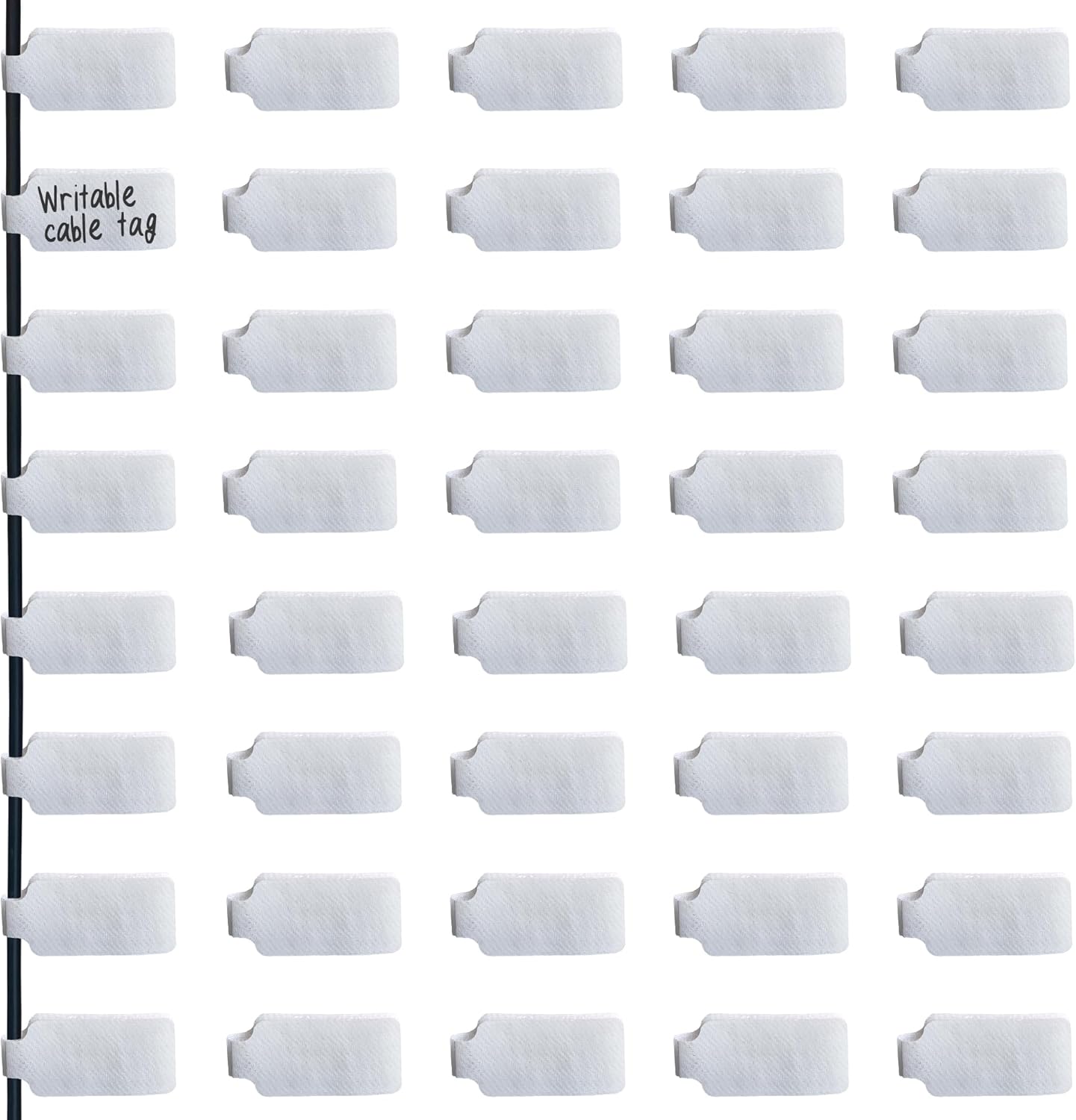 Mr-Label – 40 Pcs 0.78" x 3.54" Hook and Loop Cable Labels –Cord Tags – Upgraded Writable Cable Wraps for Clear Writing - Writable Wire Labels for Cable Management | Electronics Computers (White)
