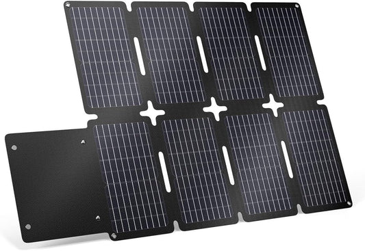 GRECELL 80W Portable Solar Panel, Foldable Solar Panel QC3.0 USB-A &Type-C Port,23% High Efficiency IP67 Waterproof Outdoor Cell Phone Solar Charger for Power Banks Tablets Outdoor Small Power Station