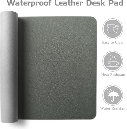 Aothia Leather Desk Pad Protector - Large Mouse Pad, Office Mat, Non-Slip PU Leather Blotter, Laptop Desk Pad, Waterproof Writing Pad for Office and Home (Jungle Green, 38" x 13.7")