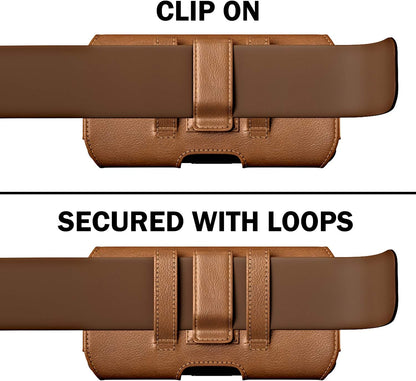 DeBin Holster for Samsung Galaxy Ultra Models s25 s24 s23 s22 s21, Note 20, A13, A32, A02s A03s, A12 A11 A71 A13 Cell Phone Belt Holder Clip Case Pouch Cover (Fits Protective Case on) Brown