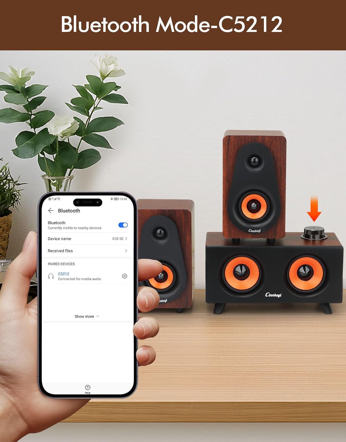 2.1 Computer Speakers with Subwoofer, Stereo Mid-High Dual Speakers, Bluetooth/USB Dual Mode PC Speakers, Volume Knob Control, Desktop Sound System for Laptop/PC/Tablet