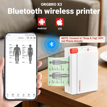 ORGBRO Sticker Printer Machine, X3 Mini Printer Print Pods Portable Thermal Inkless Sticker Maker, 3-Inch 300 DPI Bluetooth Pocket Printers for Smartphones, Notes, Journal, Photos, DIY, Kids Gift