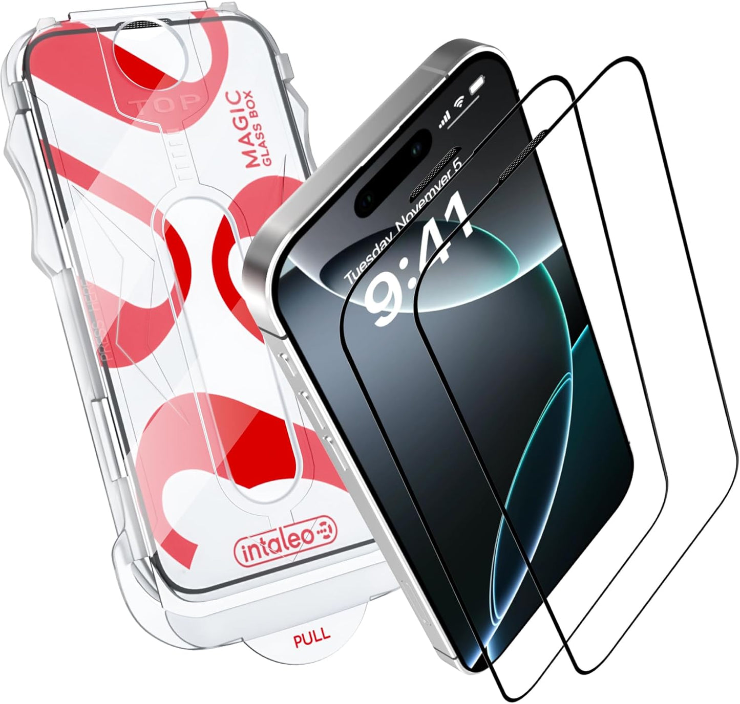 Screen Protector for iPhone 16 Pro – MagicBox Tempered Glass Screen Protector iPhone 16 Pro(2 pcs) with 2 Applicators, 9H Hardness, Oleophobic Coating - Accessories For Iphone 16Pro