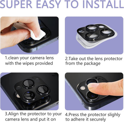 2 Pack Camera Lens Protector for iPhone 14 Pro/iPhone 14 Pro Max,[Not Easy to Breakn ] AR Tempered Glass Strong Adsorption Metal Camera Cover Screen-Black