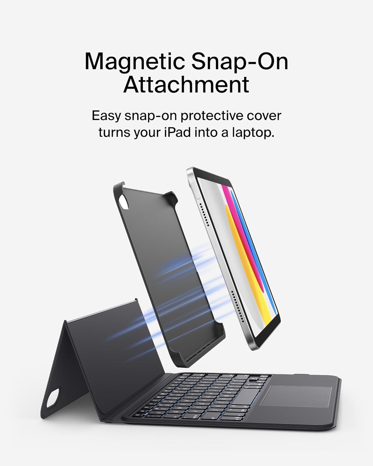 Belkin Everyday Keyboard Case w/Cradle, Backlit Bluetooth Keyboard, Multi-Gesture Controls, Magnetic Apple Pencil Storage Compatibility, & Multimedia Keys for iPad 10th Generation 10.9" - Black